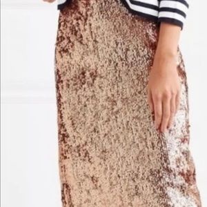 J.Crew Rose Gold Sequin Skirt
